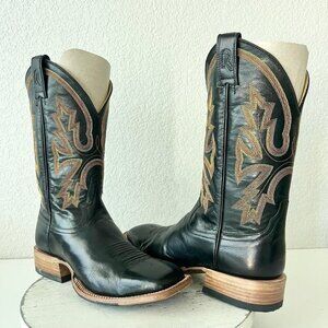 Rod Patrick Mens Cowboy Boots 8.5EE Black Leather Cowboy Square Toe Western EUC